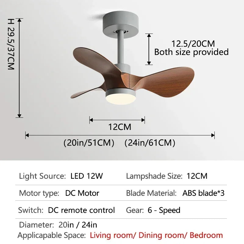 24Inch Mini Ceiling Fan Modern Simplicity Coffee Shop Creative Kid Fan Lights Aisle Balcony Children's Room Fan Lights 110V 220V