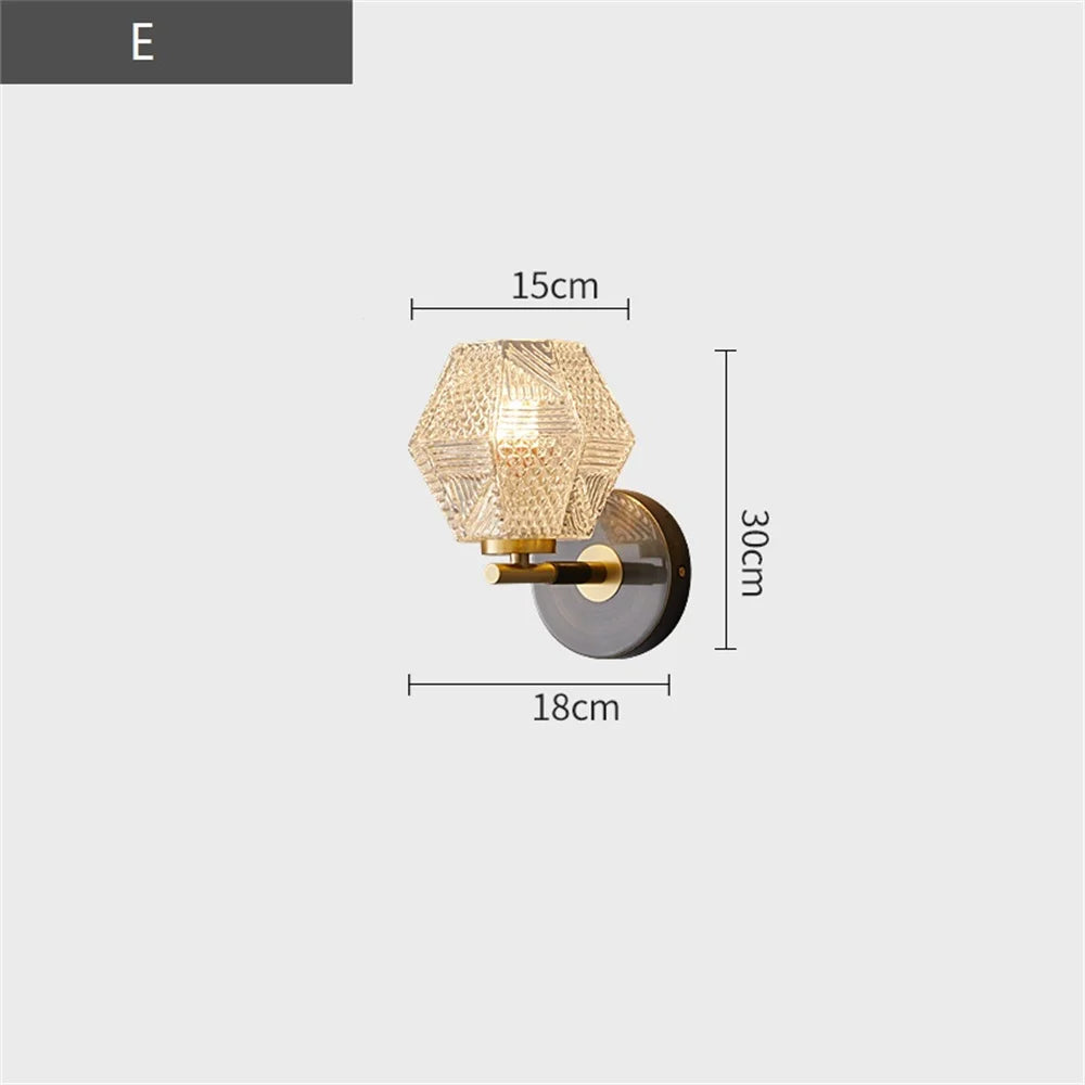 applique murale led en cuivre et verre style nordique moderne