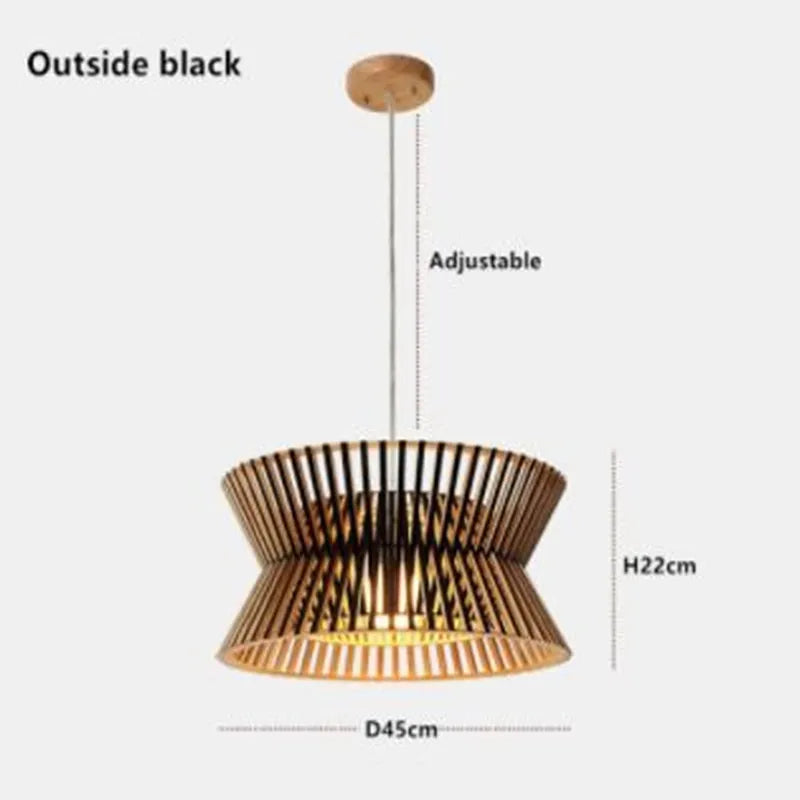 lustre en bois massif style nord-européen pour éclairage intérieur