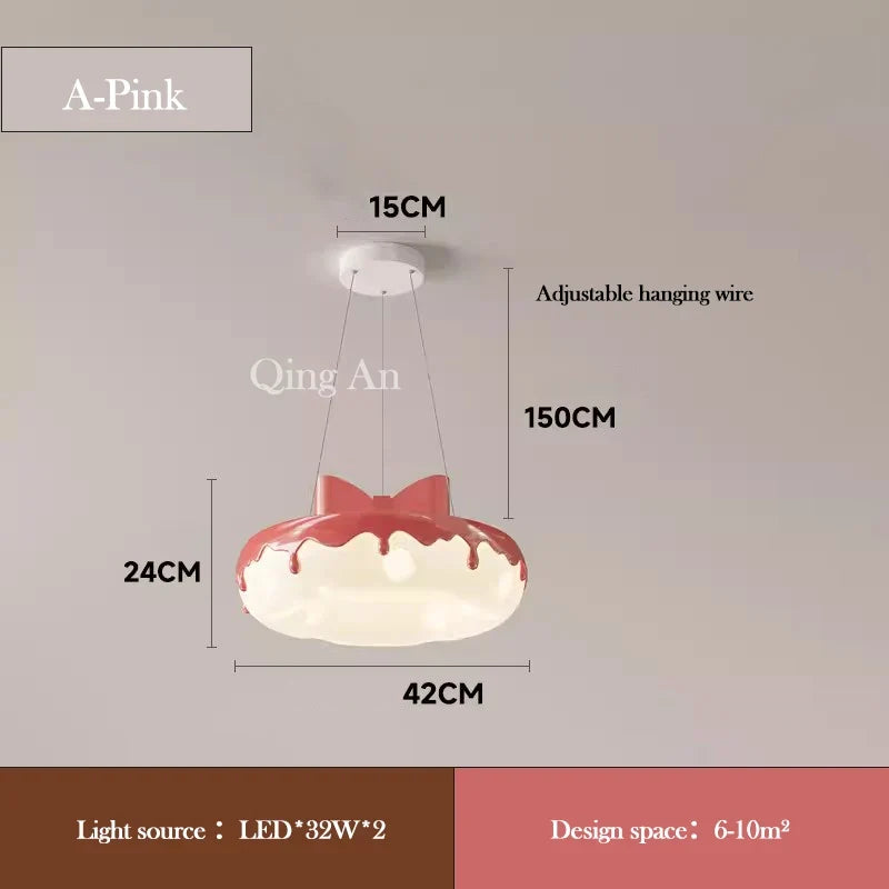 lustre en forme de donut avec nœud rose pour décoration enfantine
