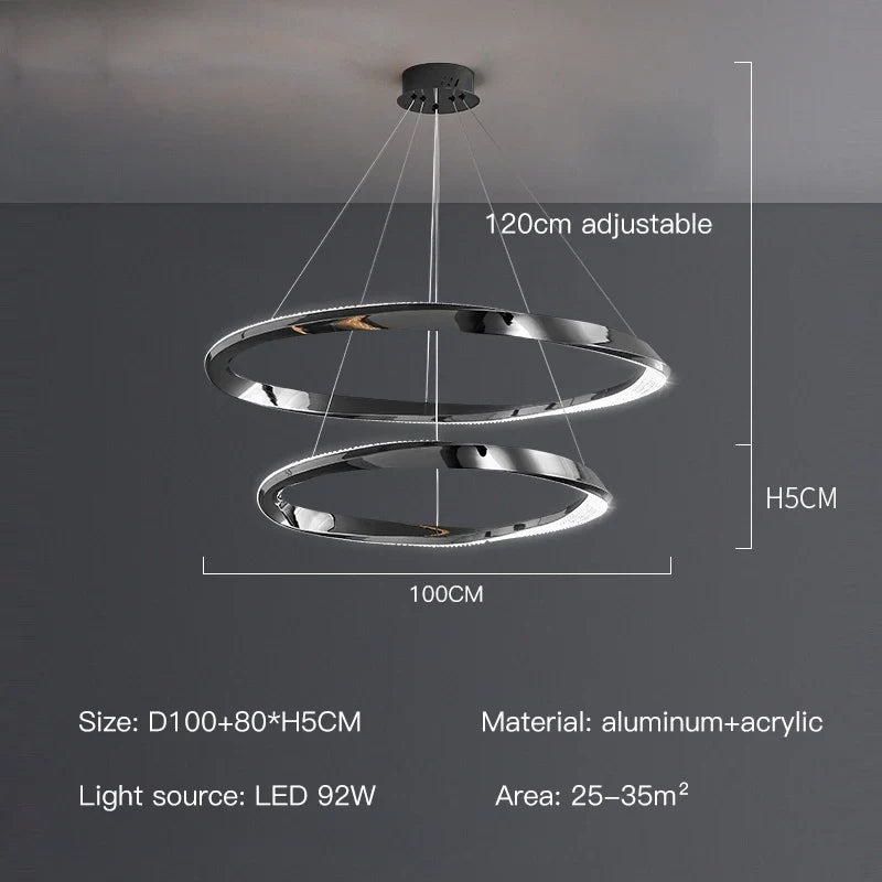 suspension led moderne avec design artistique et télécommande