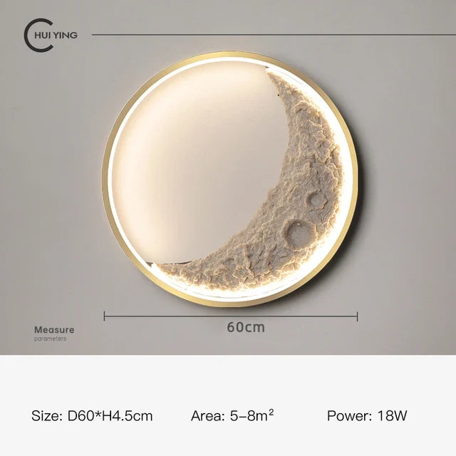 applique murale moderne en forme de lune à led décorative