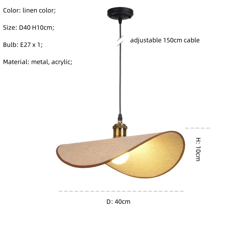 suspension Wabi Sabi minimalisme E27 Led lumière rétro chapeau Led suspension lampe salle à manger nordique lampe Led Droplight Luminarias