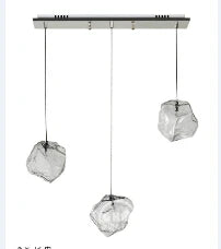 Suspension en cristal de glace Transparent pour restaurants en pierre de verre clair pour salle à manger à cordon led