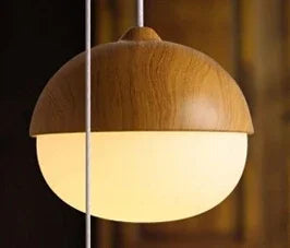 suspension moderne en verre et bois avec champignons
