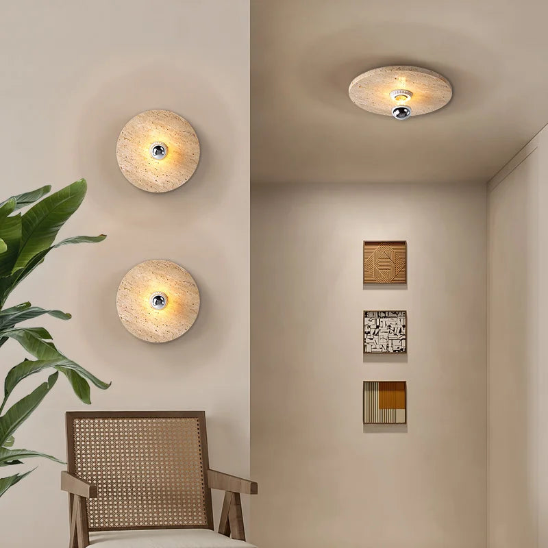 applique murale rétro en pierre naturelle avec éclairage led