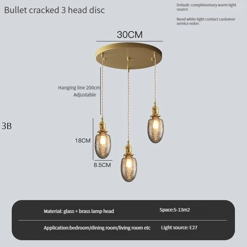 lustre vintage edison avec ombre en verre cristal pour bar loft