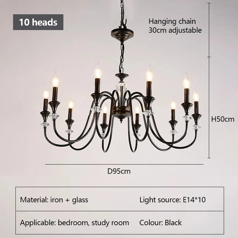 lustre en cristal rétro au design élégant pour éclairage intérieur
