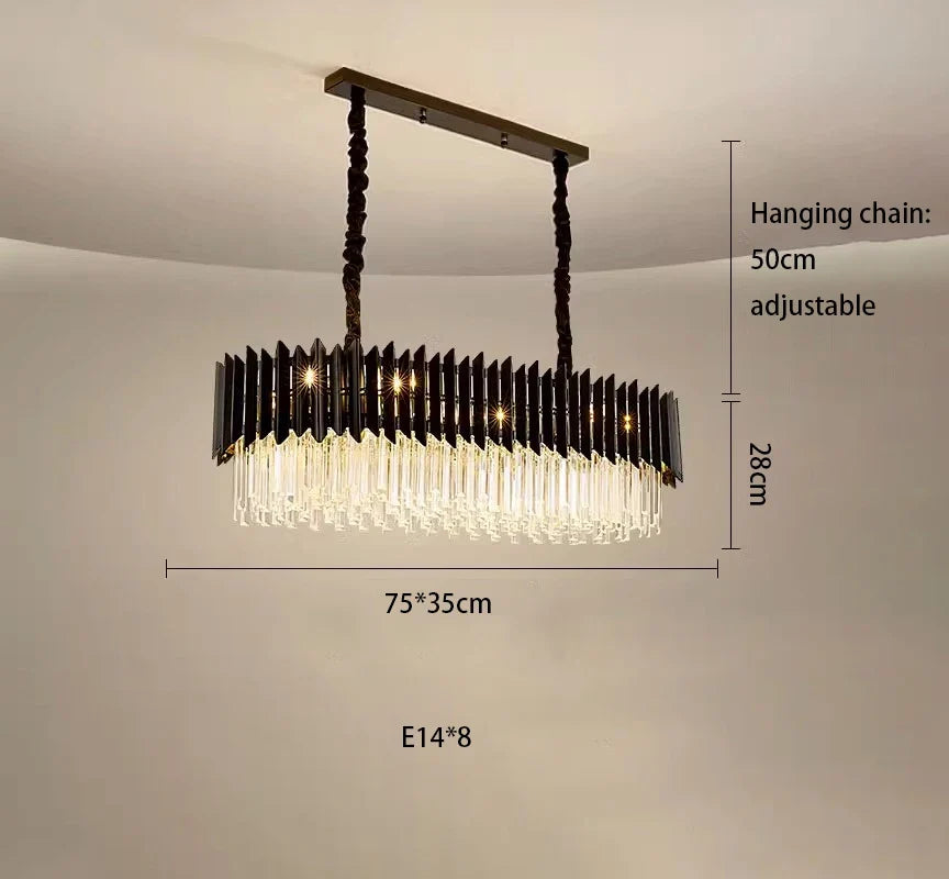 plafonnier led ovales en cristal à intensité variable en or noir