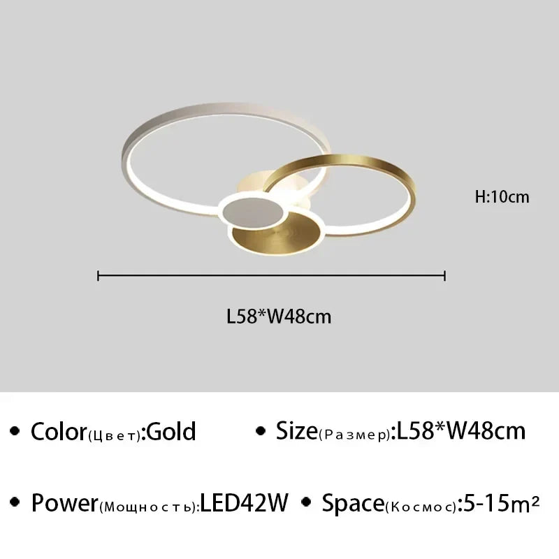 plafonnier Anneau moderne LED Simple variateur intelligent pour chambre à manger salon Hall éclairage intérieur