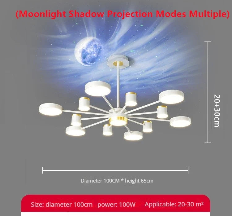 lustre led d'aurores boréales en cristal luxueux suspendu au plafond