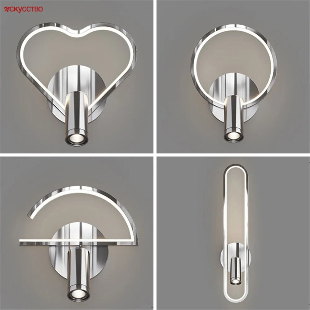 applique murale à led moderne en chrome pour intérieur design