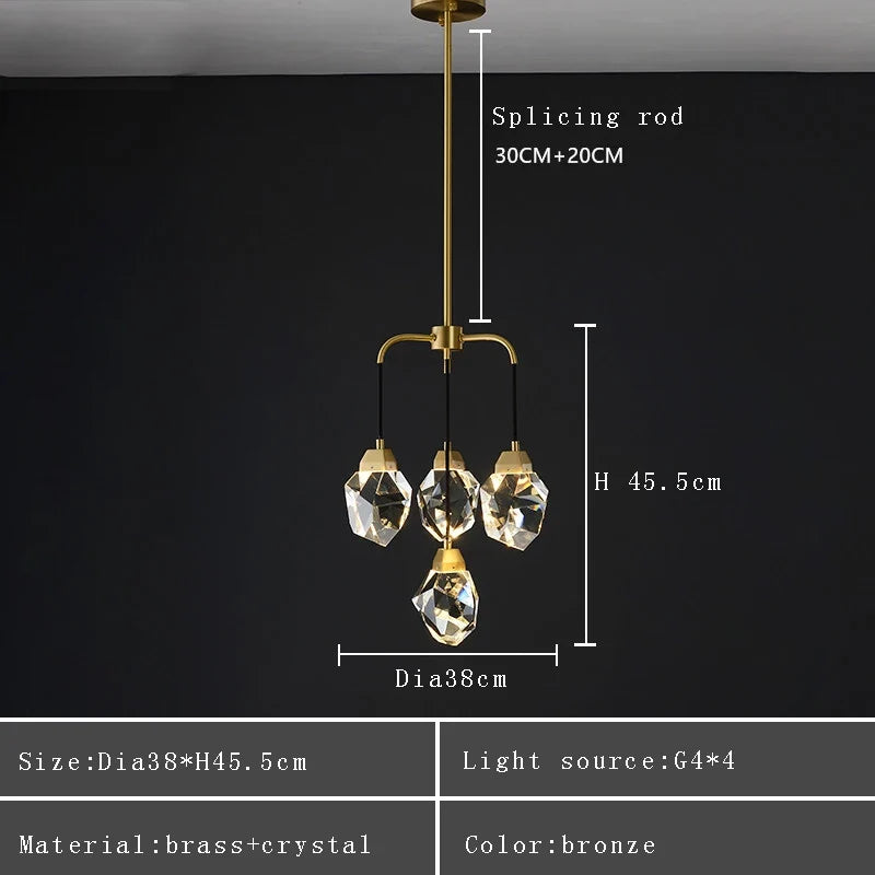 lustre design moderne en cristal avec abat-jour fantaisie
