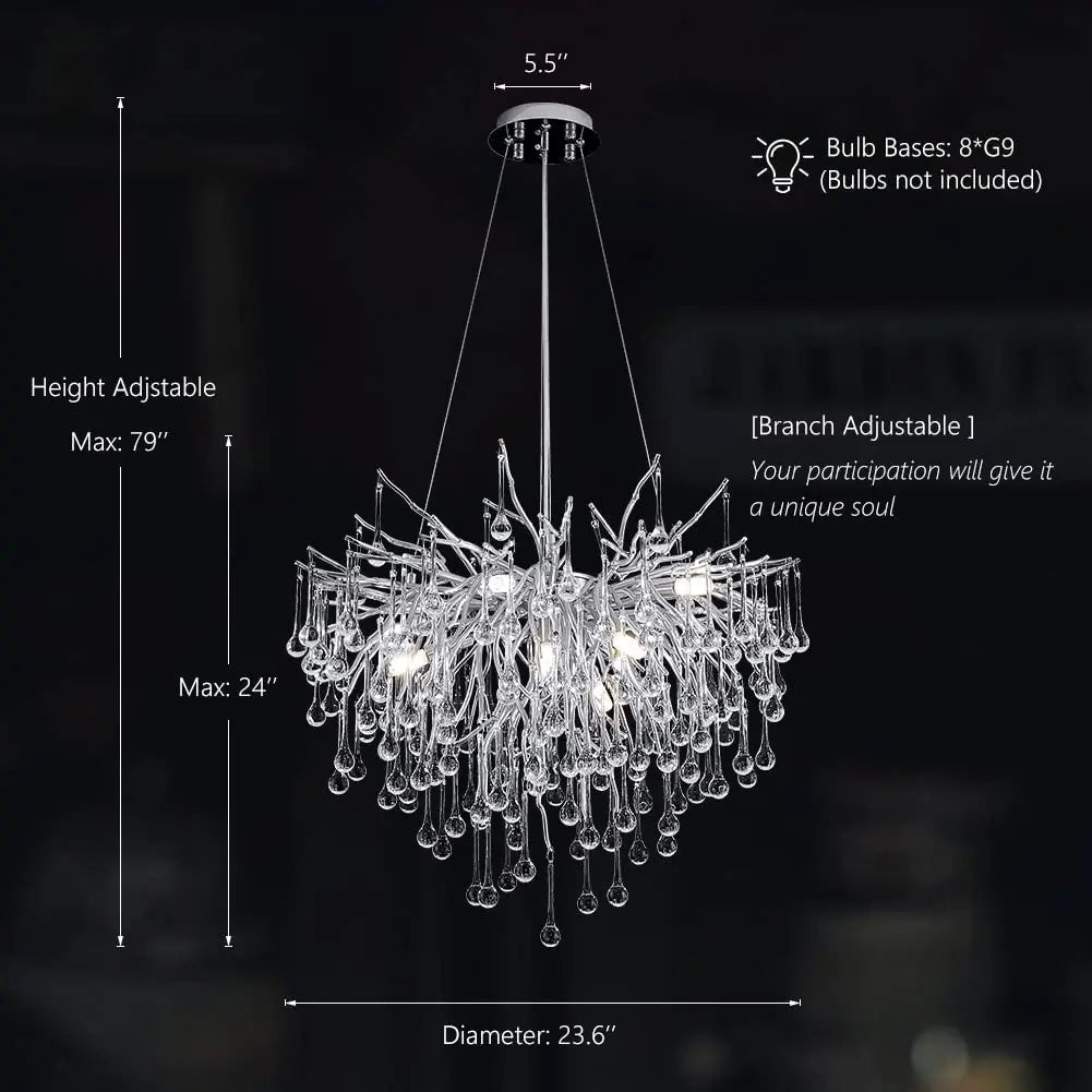 lustre moderne cristal goutte de pluie design élégant pour intérieur décoratif