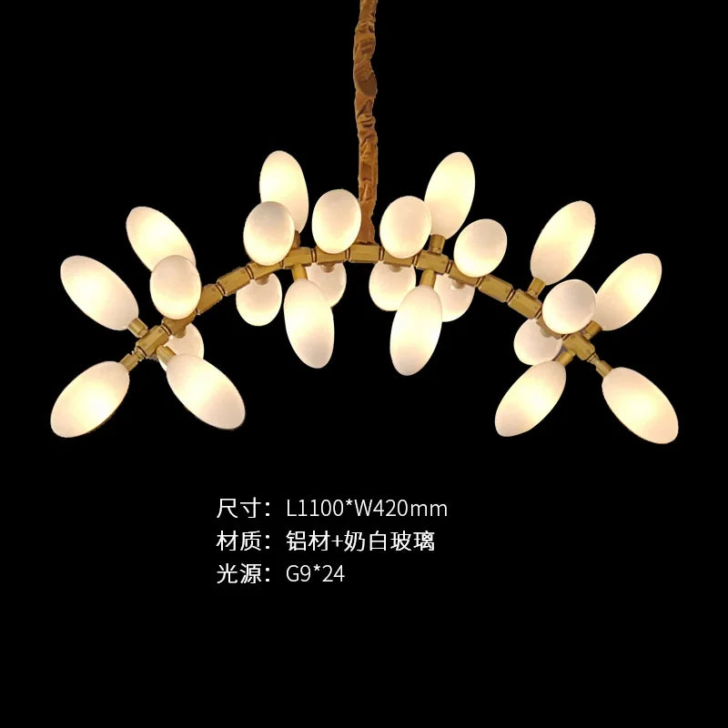 Modern Luxury  White Glass Grape Shaped Duplex Villa Chandelier, Living Room, Dining Room, Hotel Circular Decorative Chandelier