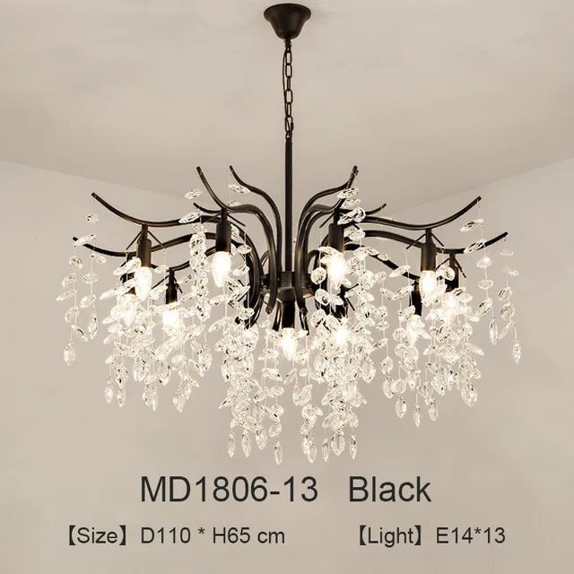lustre nordique led en cristal de luxe décoration