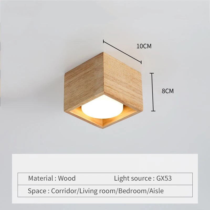 Plafonnier minimaliste japonais en bois brut