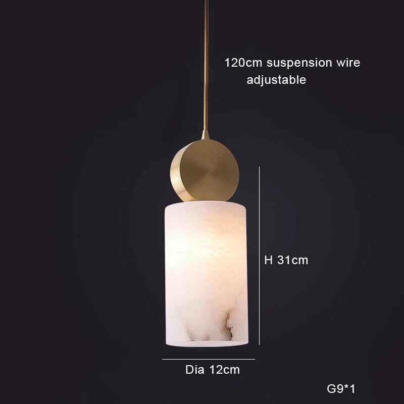 Lampe suspension marbre LED minimaliste