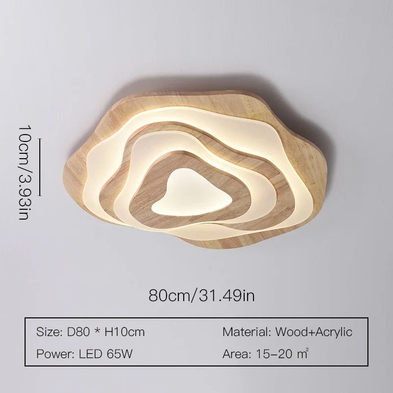 lustre led moderne en bois pour chalet loft intelligent