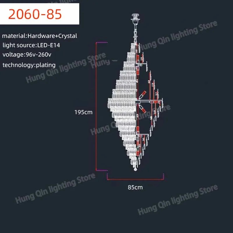 lustre moderne personnalisé en cristal pour éclairage élégant