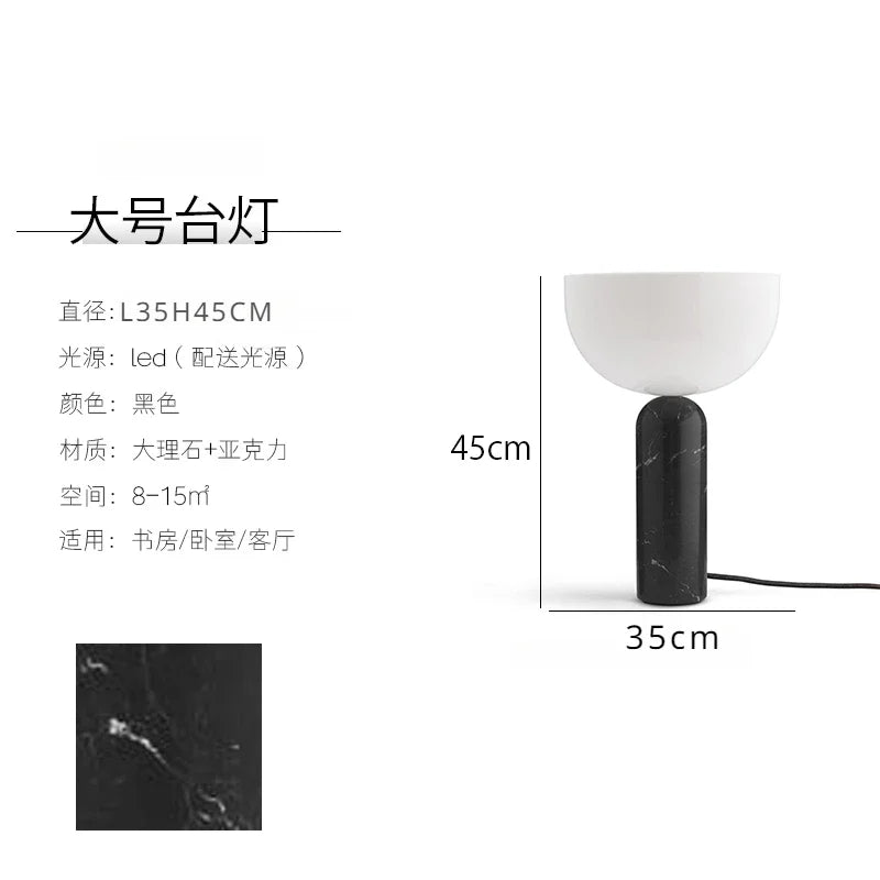 lampe de table champignon design danois en marbre lumineux minimaliste
