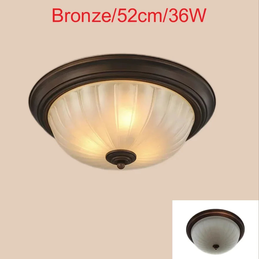Plafonnier rond or/noir/Bronze plafonnier verre dépoli pour couloir salon cuisine LED lumineuse éclairage 110/220V