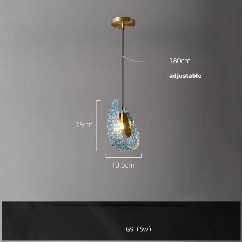 lustre artistique en verre de cristal avec led or
