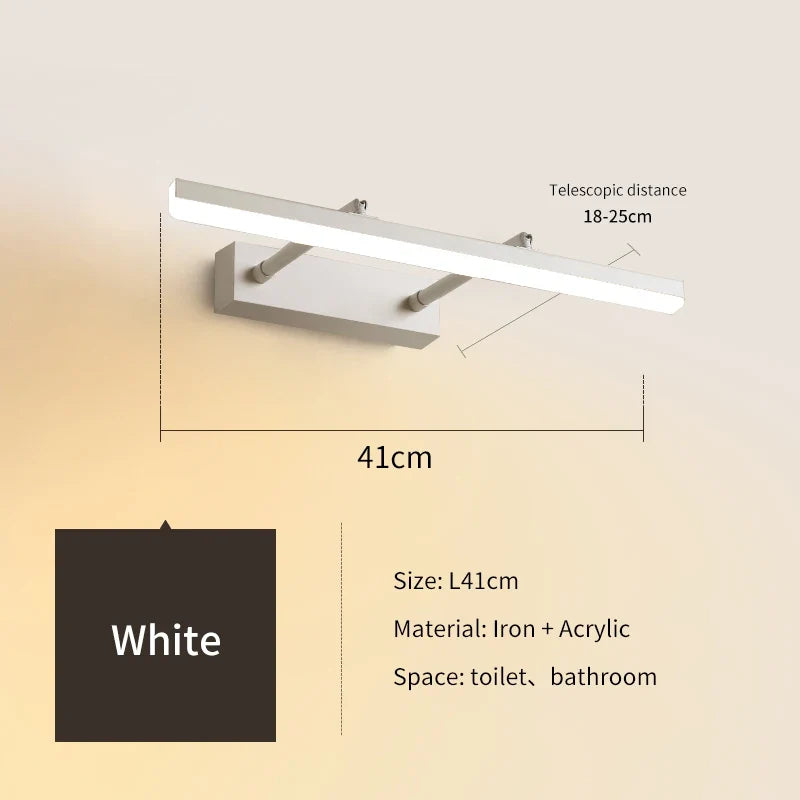 lampe de miroir led minimaliste moderne réglable et rétractable