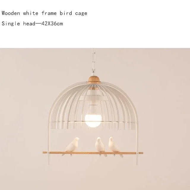 Nordic Resin Iron Bird Cage Chandelier For Dining Room Kitchen Restaurant Cafe Indoor Decoration Hanging Lamp Light Fixtures