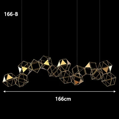 lustre luciole polygonal design nordique en acier inoxydable
