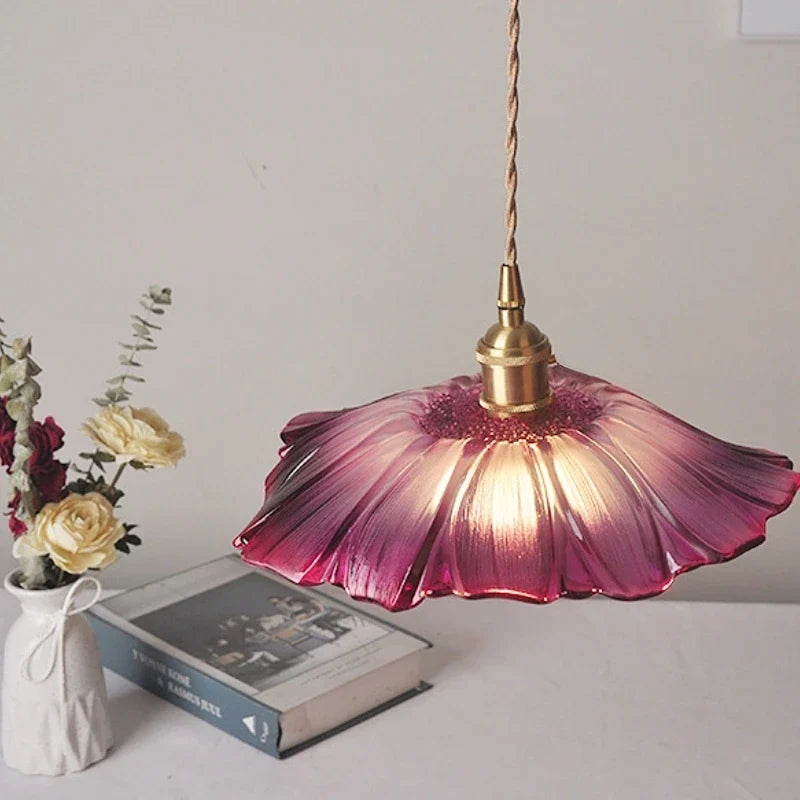 Suspension Vintage en verre de fleur