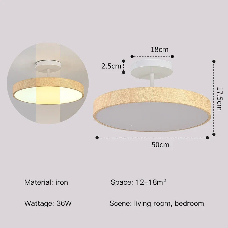 plafonnier moderne rond imitation bois pour intérieur élégant