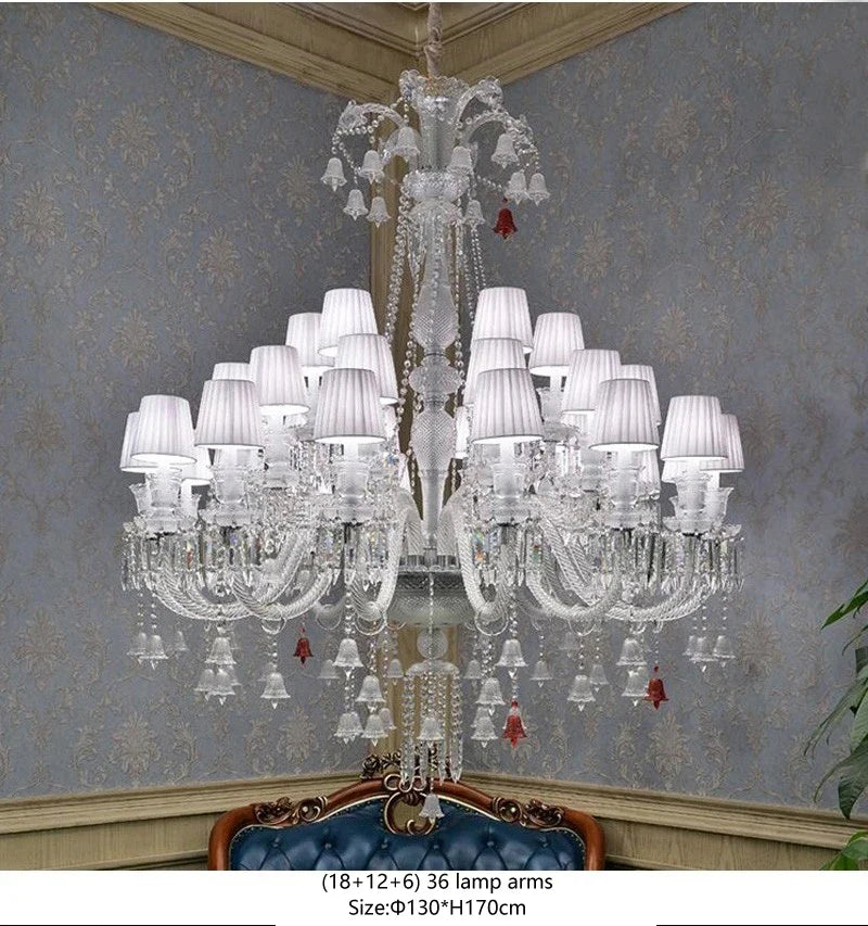 lustre en cristal transparent pour un éclairage élégant et raffiné