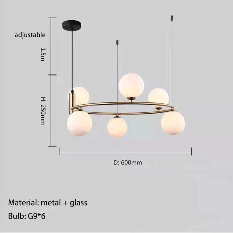 lustre nordique en verre led pour décoration maison