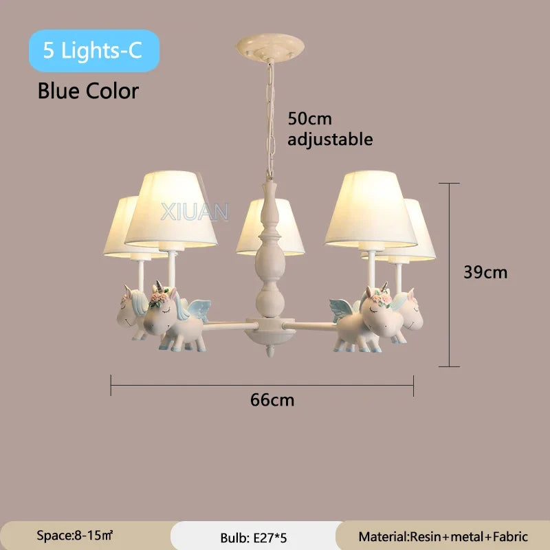 lustre licorne dessin animé pour chambre d'enfant suspendu