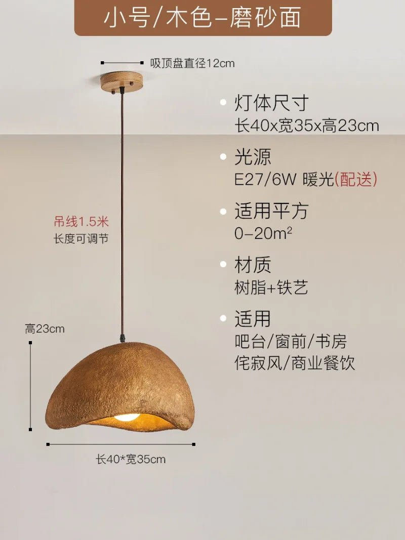 suspension led wabi-sabi nordique en résine pour café loft