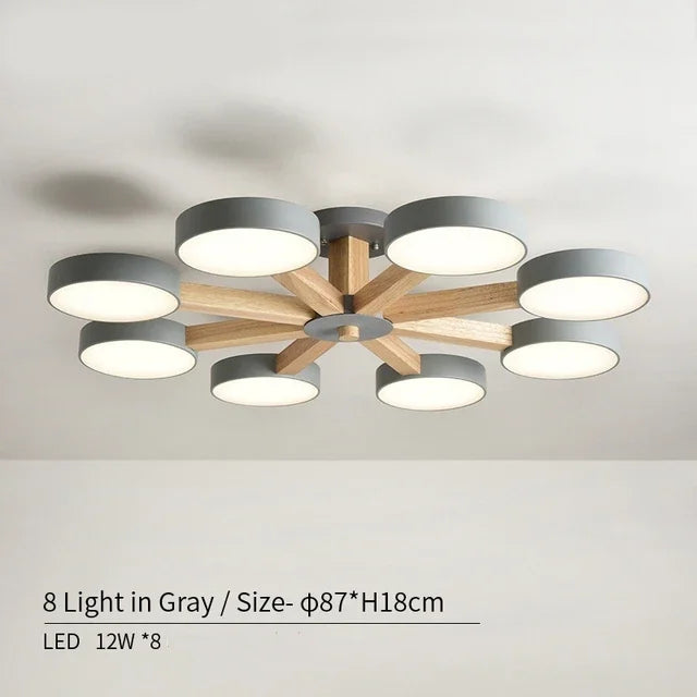 plafonnier moderne en bois à éclairage led pour décoration intérieure