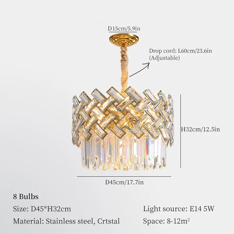 lustre moderne en cristal pour décoration intérieure élégante