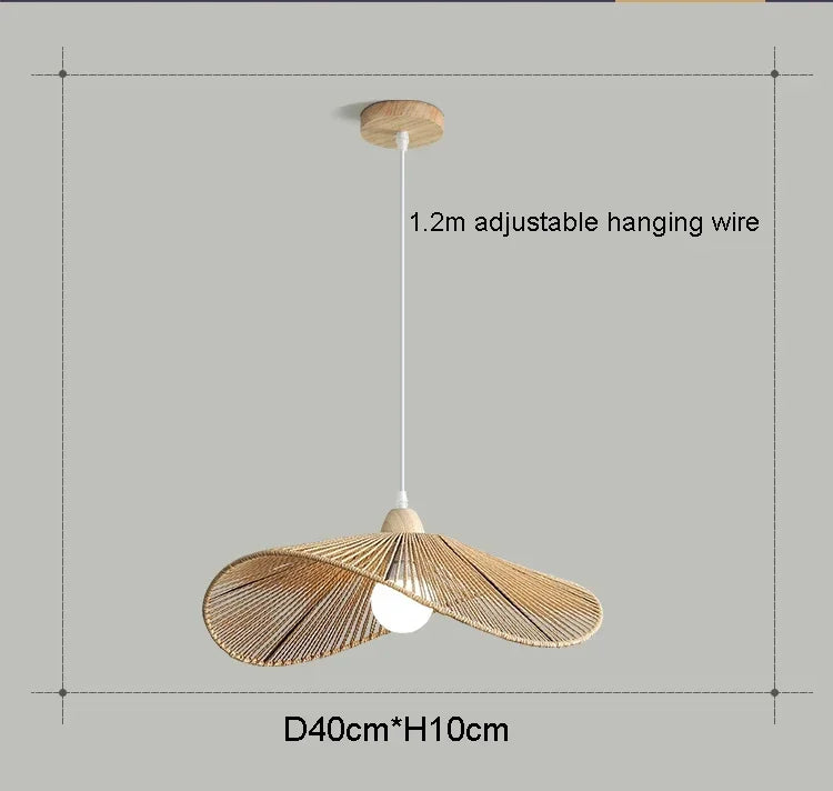 lampe de restaurant en rotin style wabi-sabi rétro zen