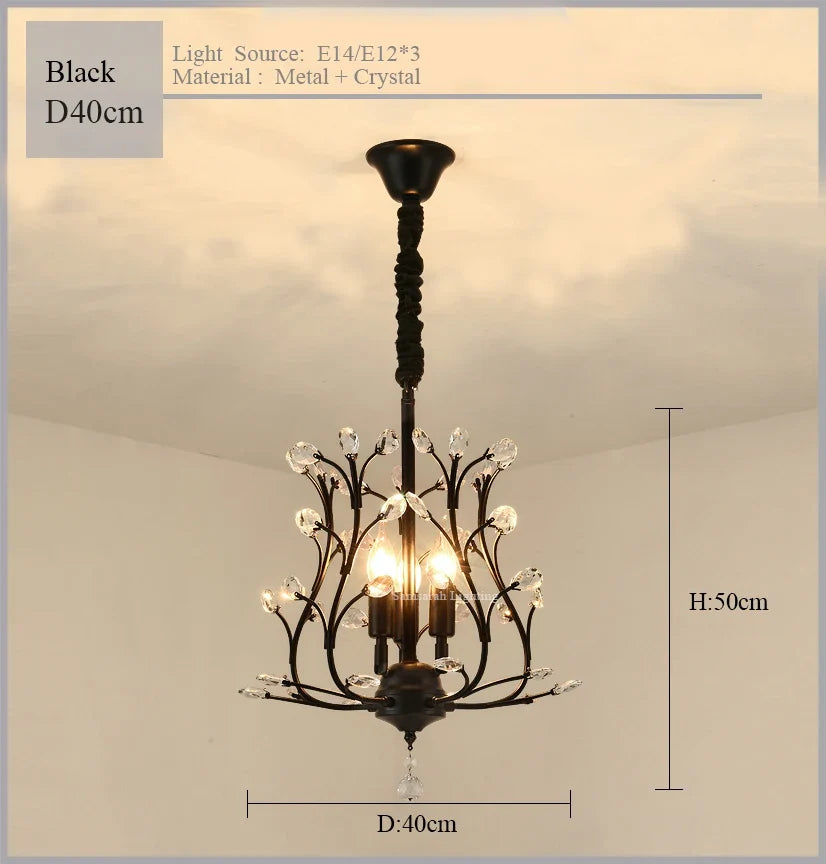 2024 Modern Crystal Chandelier Creative Design Black/Gold Corridor Ceiling Lamp Applicable To Porch Restaurant Lamps