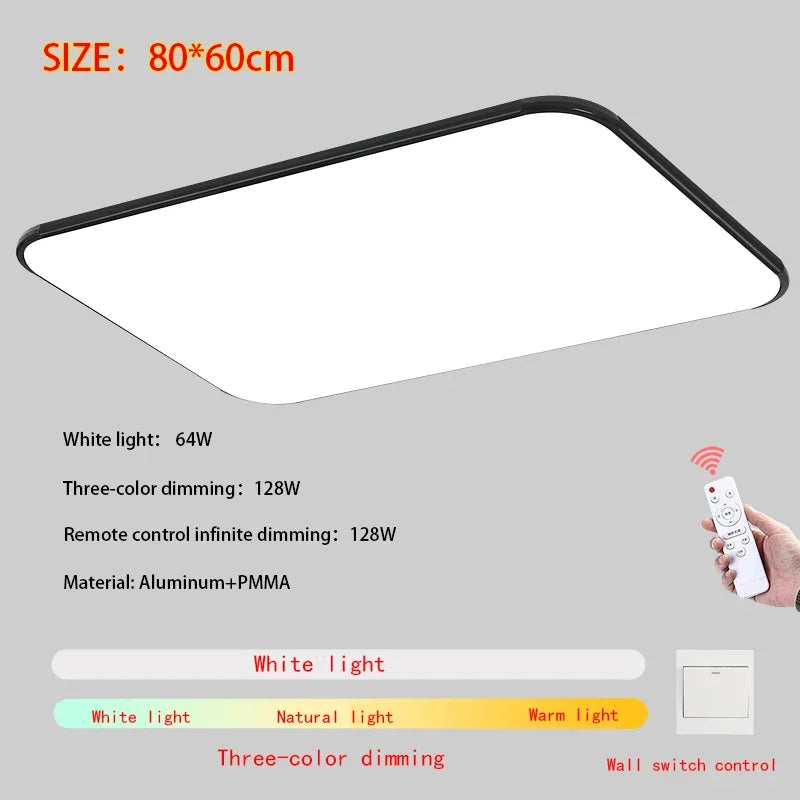 Modern Living Room Light 2024 Ultra Thin LED Ceiling Light Remote Control Dimming Restaurant Bedroom Balcony Panel Light