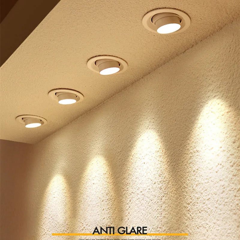 style 	 zoom angle réglable encastré led downlight cob plafonnier