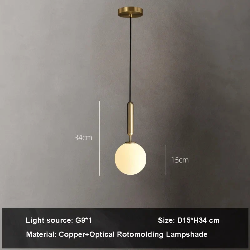 lustre nordique en cuivre design créatif en verre à LED