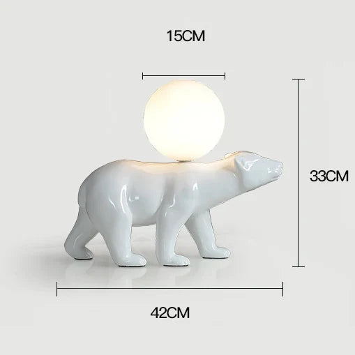 Nordic Design Resin Bear Table Lamp Led Desk Light with Glass Ball for Bedroom