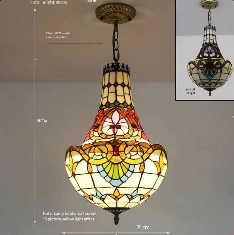 lustre méditerranéen vintage en vitrail tiffany
