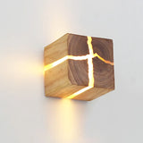 applique murale en bois et résine créative en forme de cube