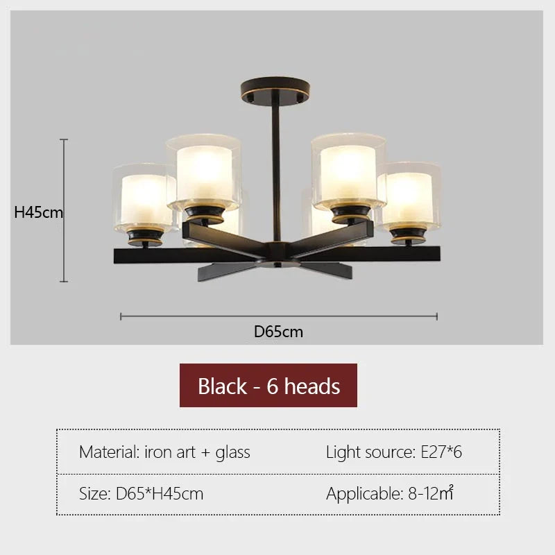 lustre moderne en verre avec éclairage led design luxe
