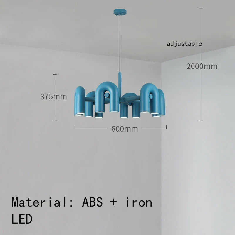lustre art déco u tube en métal avec cordon réglable