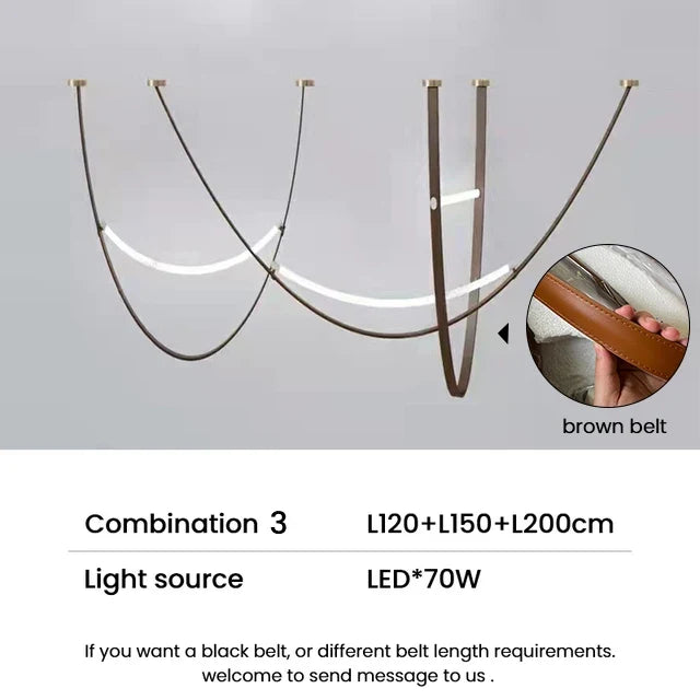 ceinture en cuir moderne avec suspension led pour décoration luminaire