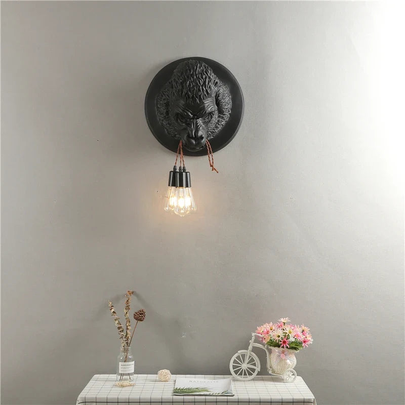 applique murale moderne en résine de gorille art déco led vintage
